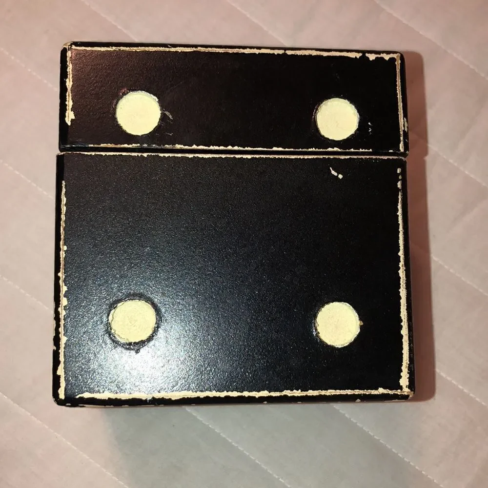 Dice Cube Black Ivory Shabby Shic Wooden Trinket Keepsake Box